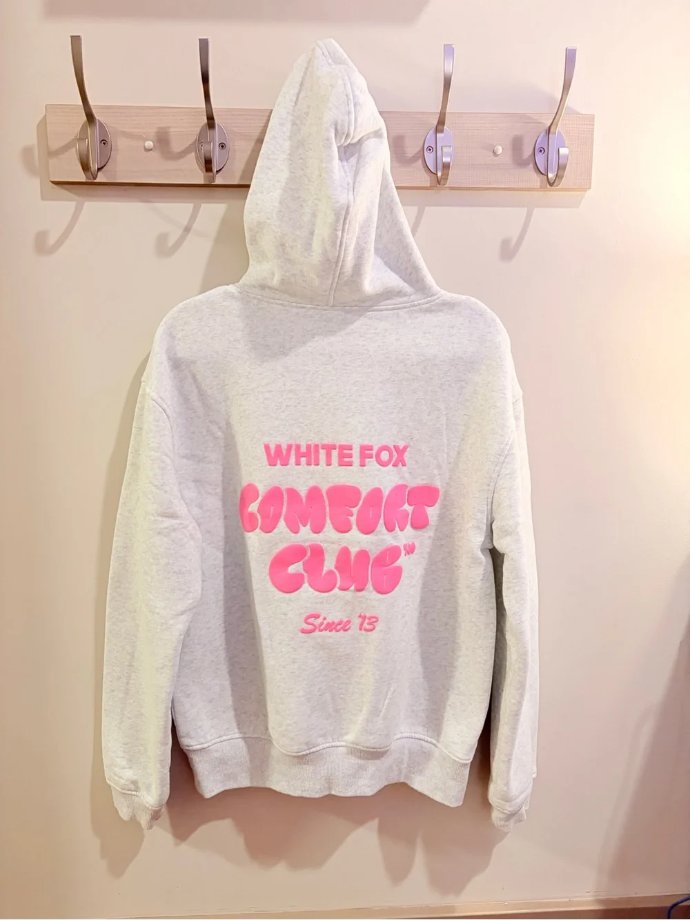 White Fox Boutique Light Heather Gray Hoodie & Jogger Pajama Set with Pink Logo